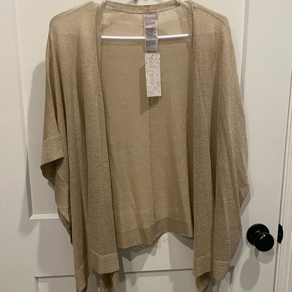 Chico’s Solid Shimmer Ruana Wrap NWT Size S/M - Picture 3 of 9